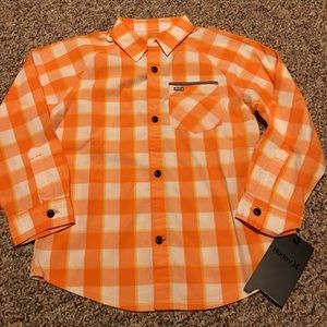 New Hurley Button-down Boys Orange plaid Youth
